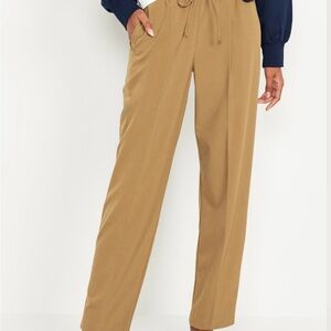 Old Navy High Waisted Pants Tan,Size M Petite, NWT comfort waist band, bow tie